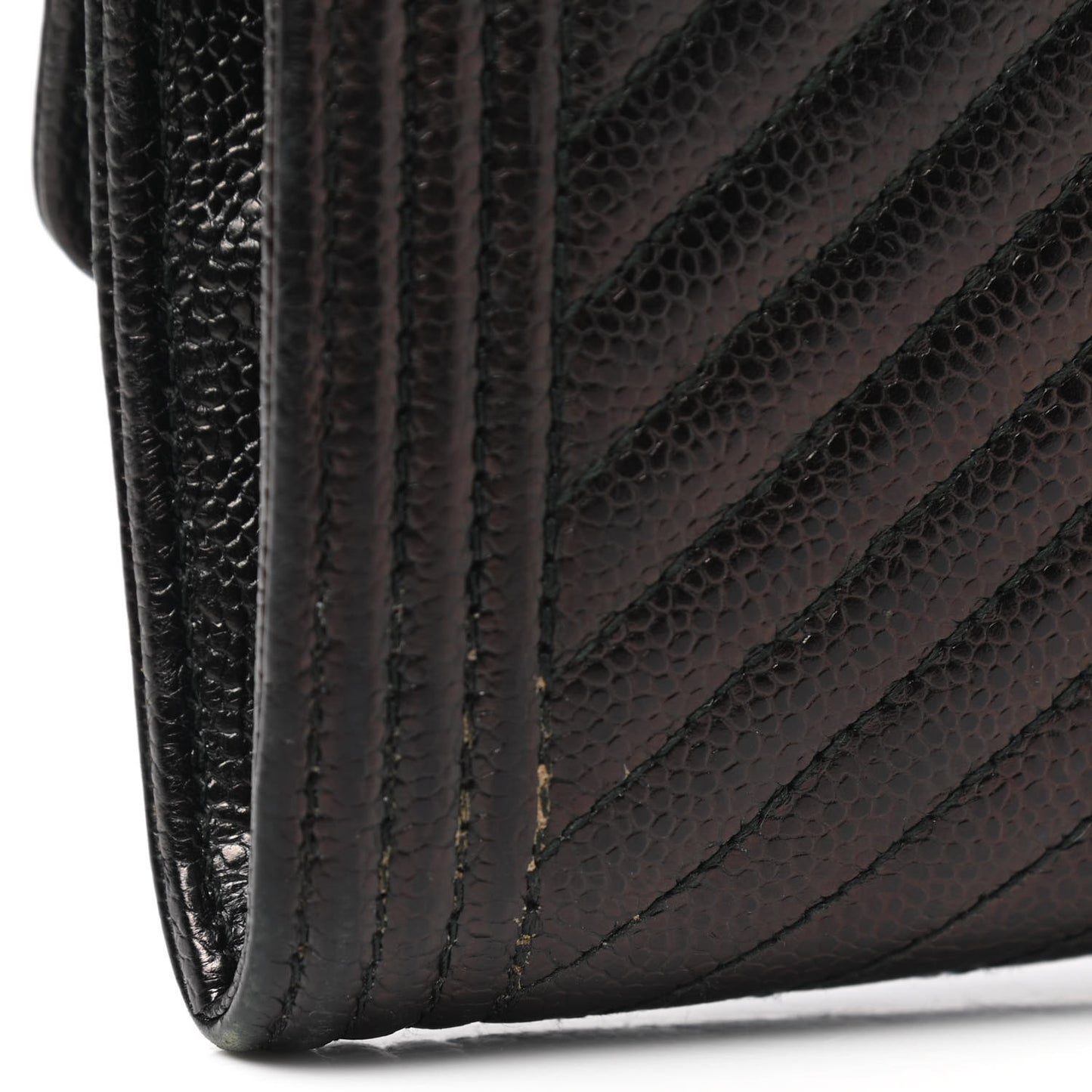 Caviar Chevron Quilted Large Boy Gusset Flap Wallet Black