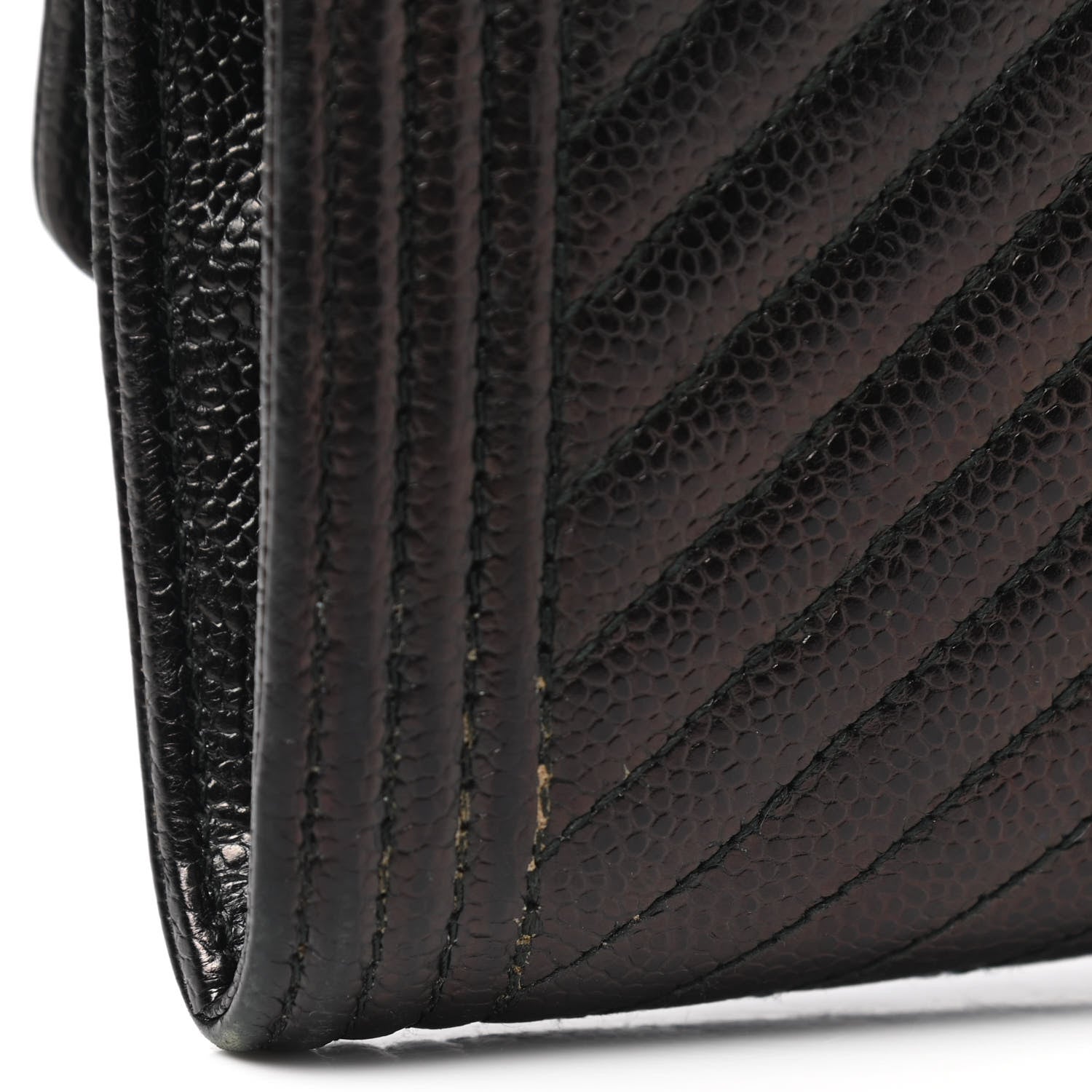 Chanel Caviar Chevron Quilted Large Boy Gusset Flap Wallet Black 9 of 11