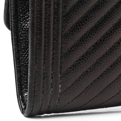 Chanel Caviar Chevron Quilted Large Boy Gusset Flap Wallet Black 9 of 11