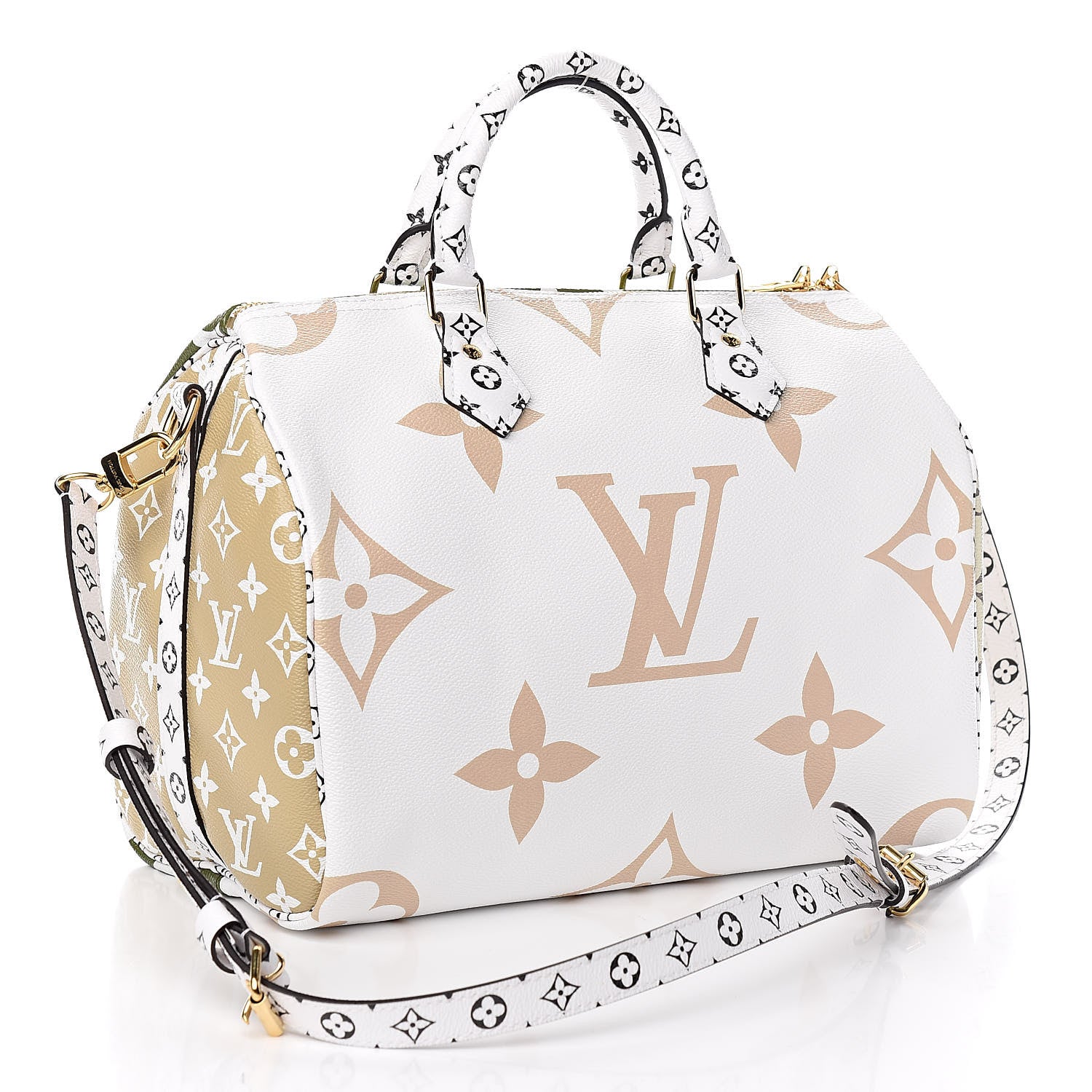 Louis Vuitton Monogram Giant Speedy Bandouliere 30 Kaki Beige 3 of 10