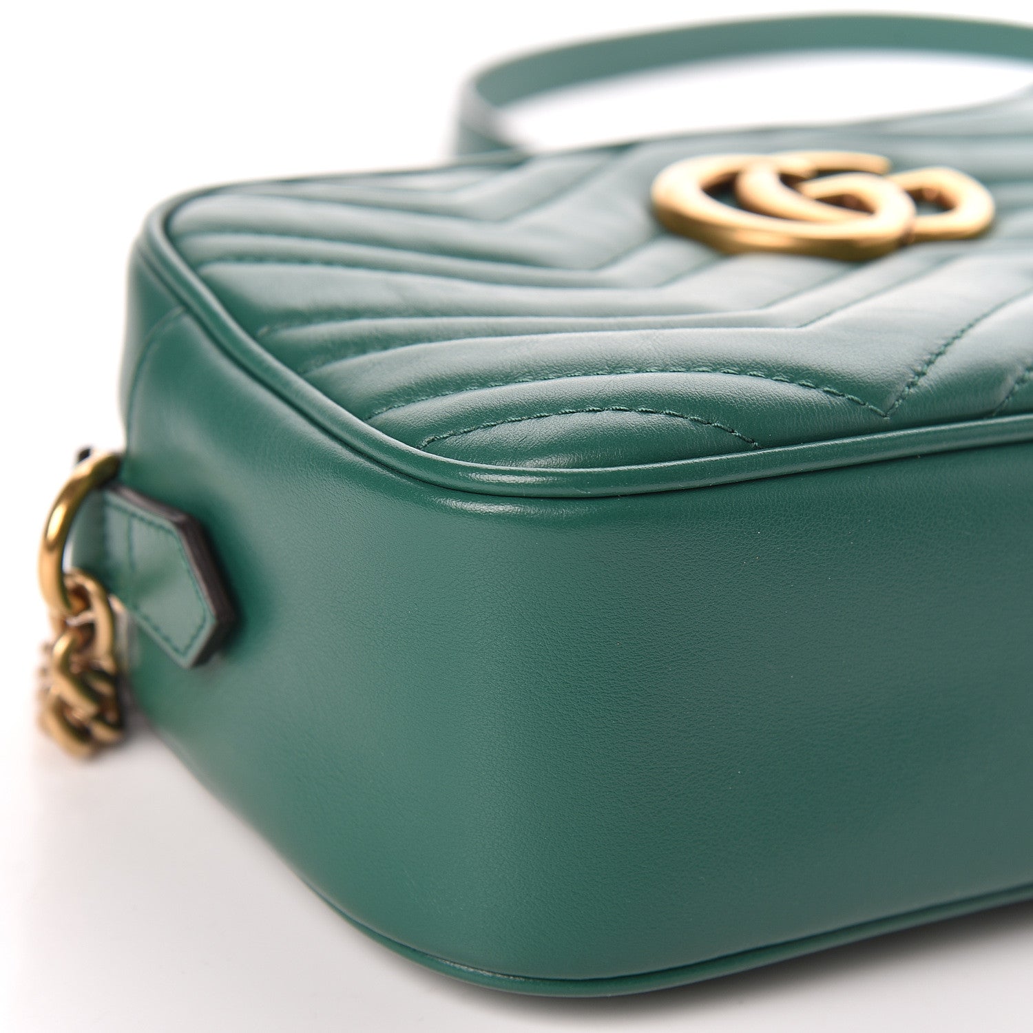 Gucci Calfskin Matelasse Small GG Marmont Chain Shoulder Bag Emerald Green 5 of 10