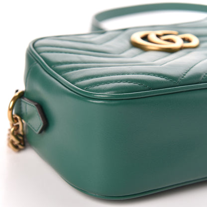 Gucci Calfskin Matelasse Small GG Marmont Chain Shoulder Bag Emerald Green 5 of 10