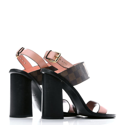 Louis Vuitton Calfskin Damier Ebene Passenger Heeled Sandals 39 4 of 12