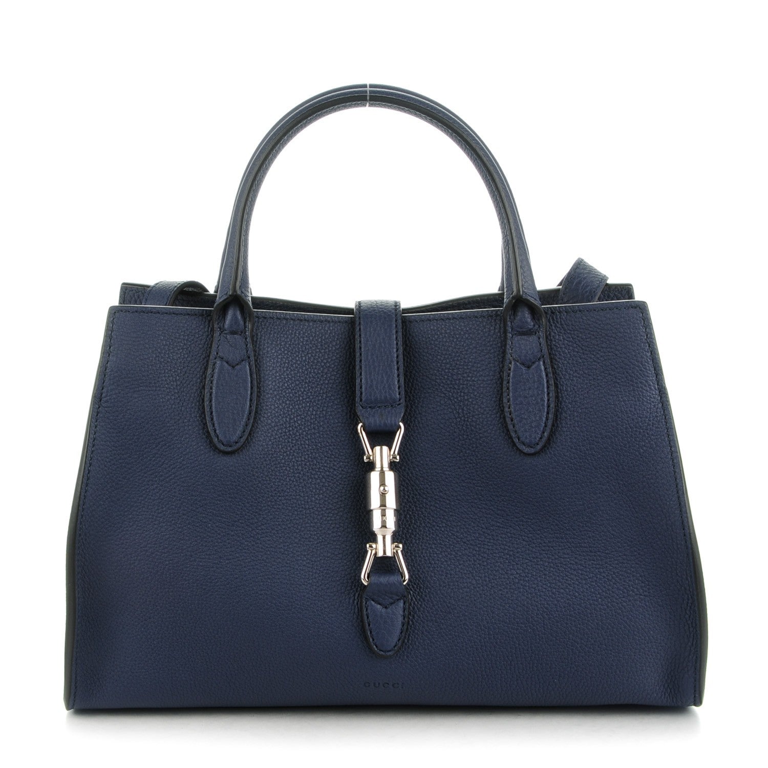 Gucci Soft Calfskin Small Jackie Top Handle Bag Classic Blue Marine 1 of 7