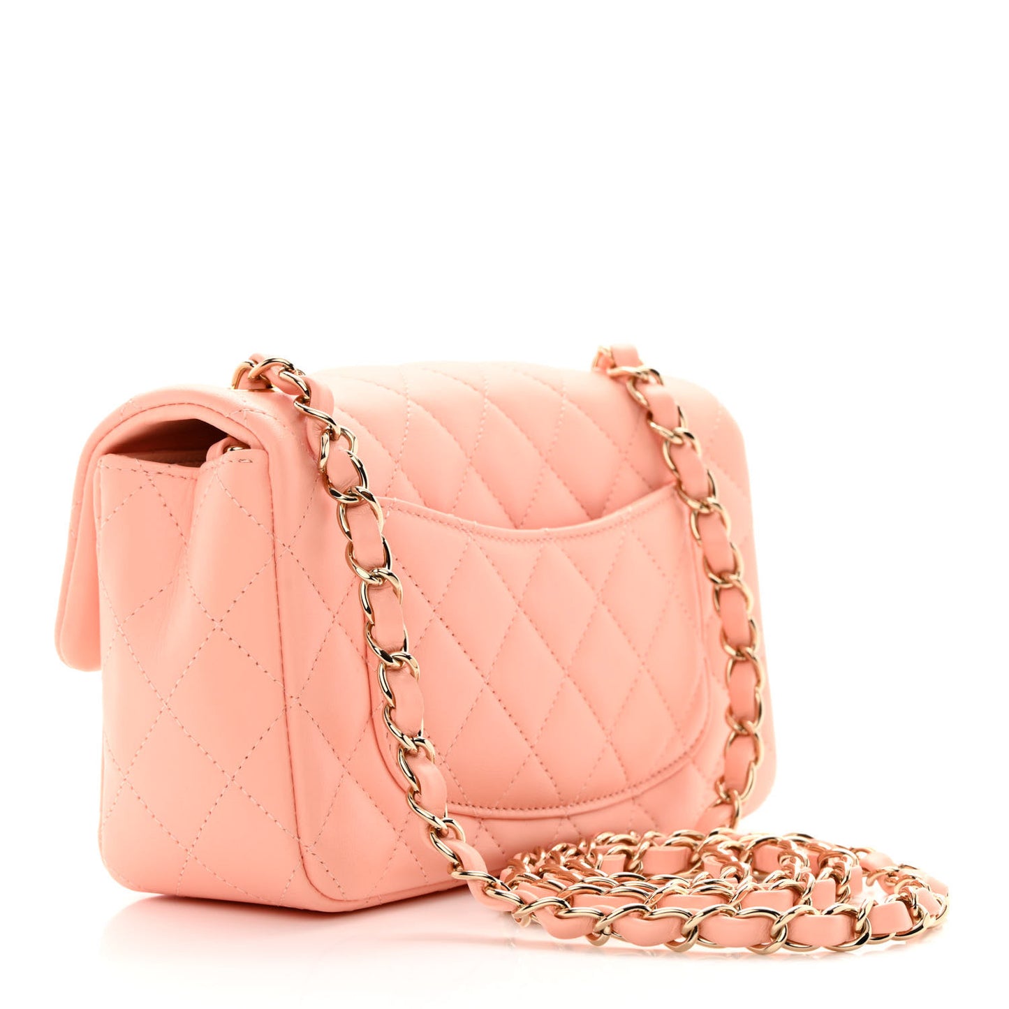 Lambskin Quilted Mini Rectangular Flap Light Pink