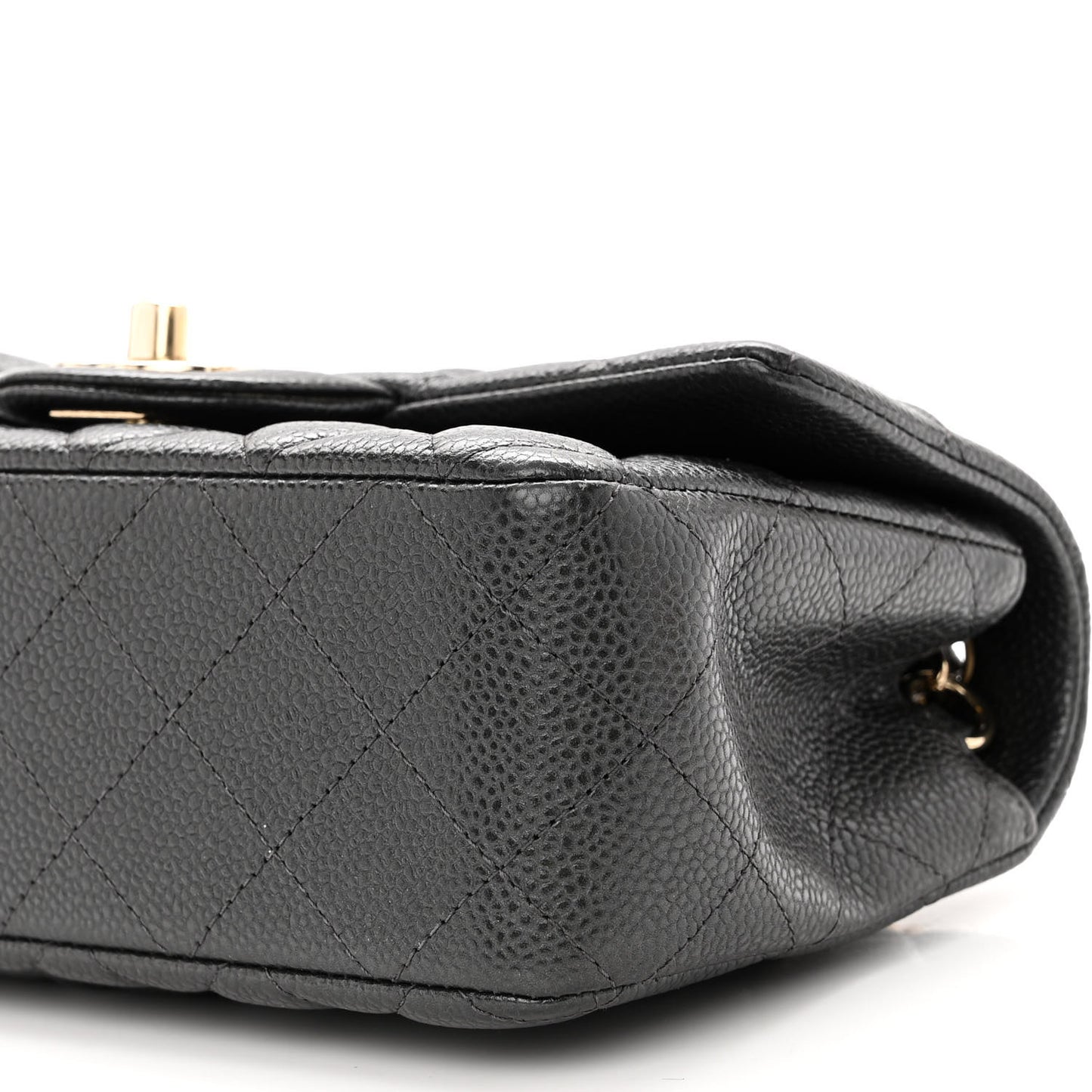 Caviar Quilted Mini Rectangular Flap Dark Grey