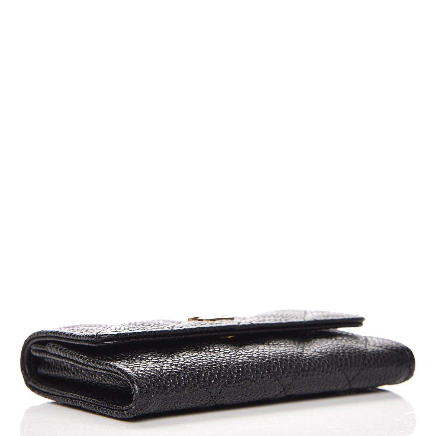 Caviar Quilted Flap Card Holder Black