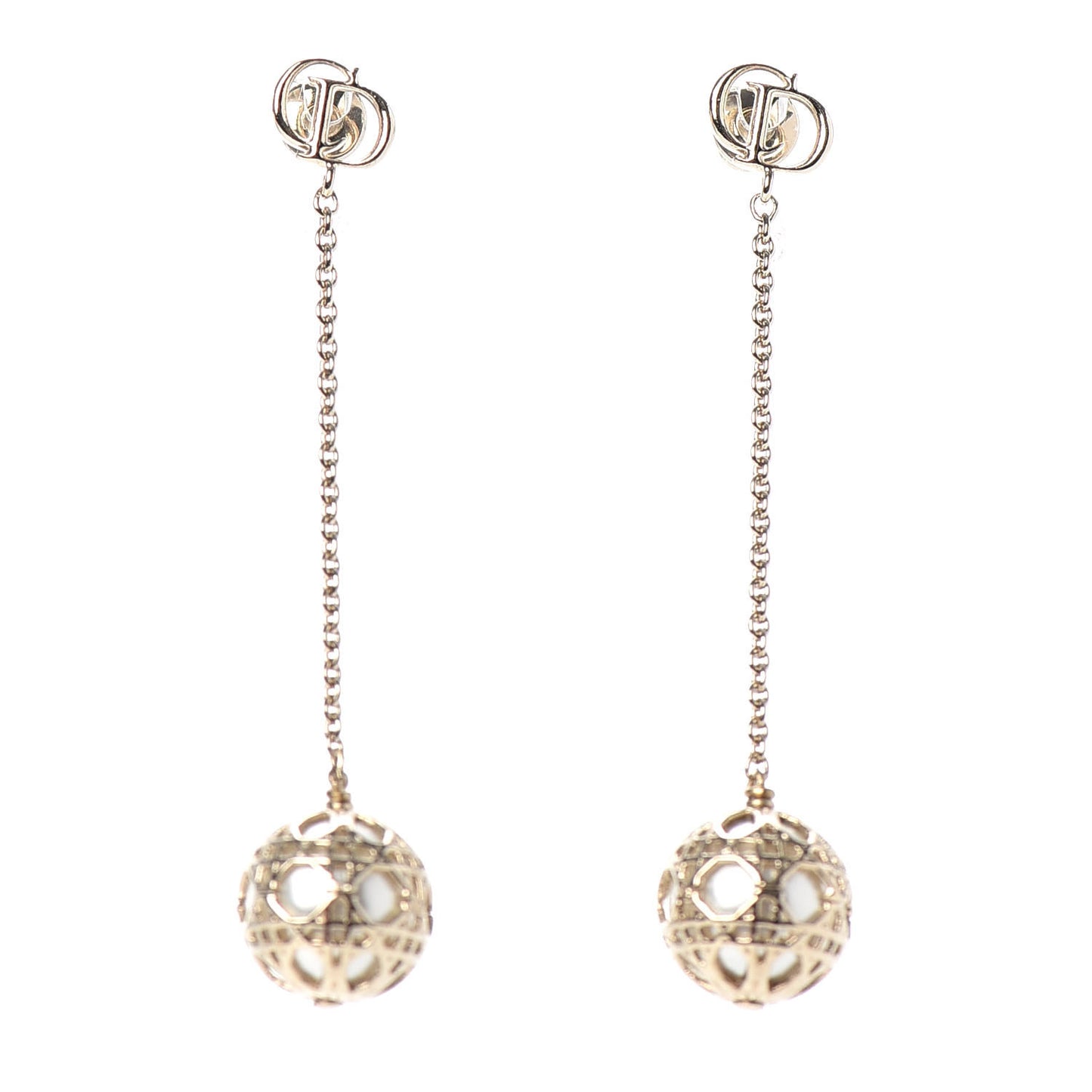 Secret Cannage Mise En Dior Dangle Earrings Gold