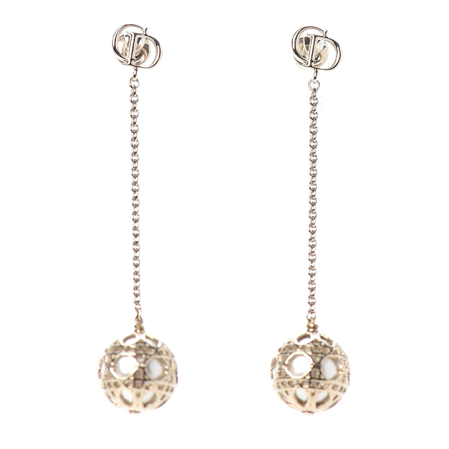 Christian Dior Secret Cannage Mise En Dior Dangle Earrings Gold 1 of 3
