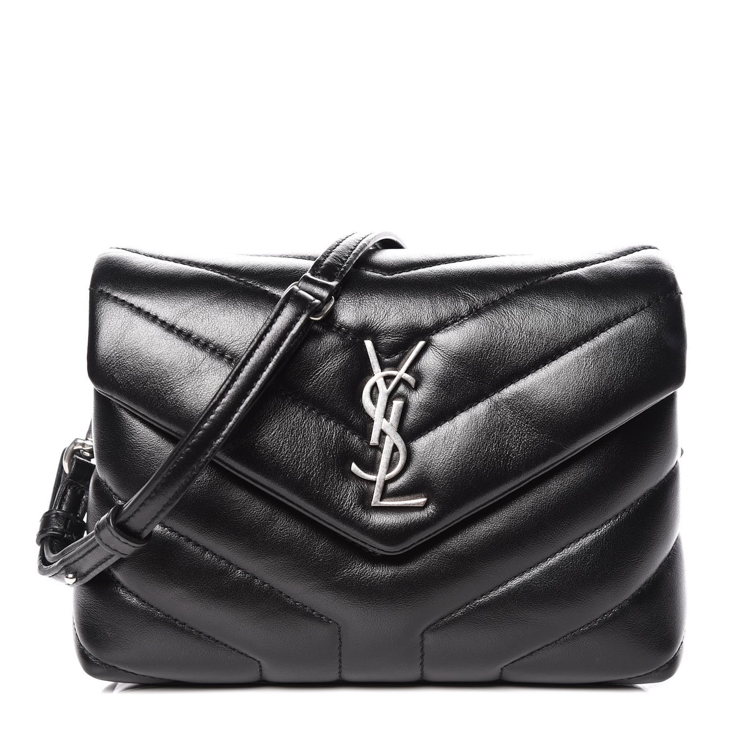 Calfskin Y Quilted Monogram Toy Loulou Crossbody Bag Black