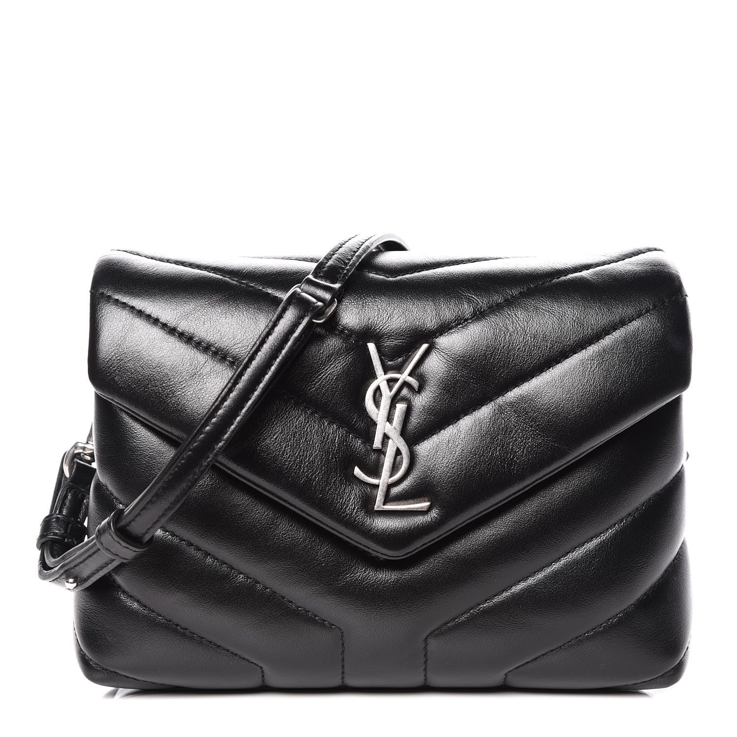 Saint Laurent Calfskin Y Quilted Monogram Toy Loulou Crossbody Bag Black 1 of 12