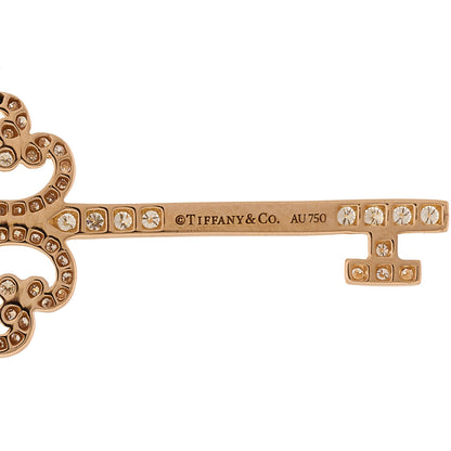 Tiffany 18K Rose Gold Diamond Quatra Heart Key Pendant 4 of 5