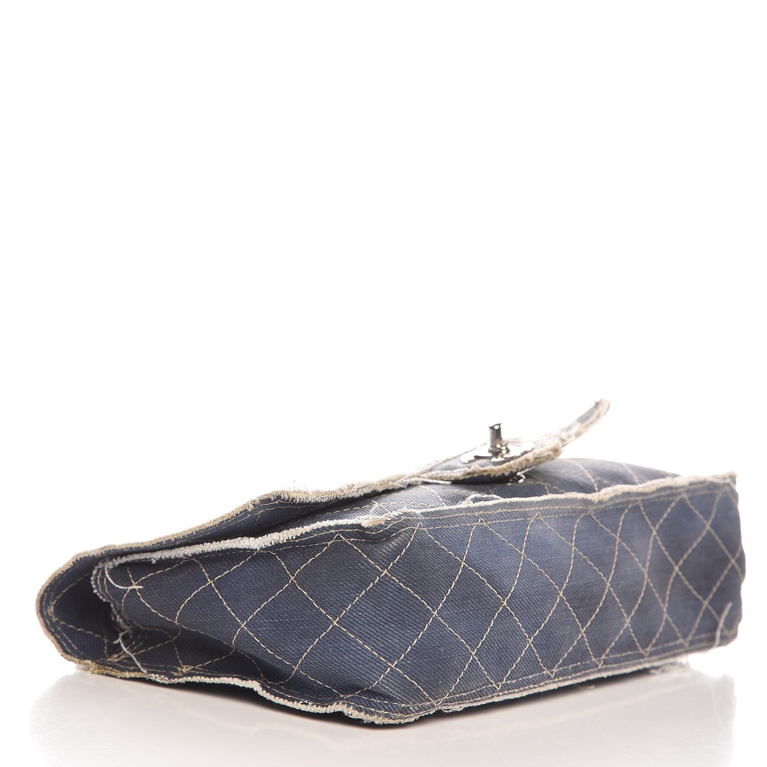 Chanel Denim Quilted Jumbo Pompom Flap Dark Blue 5 of 11