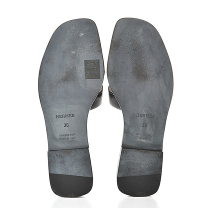 Hermes Calfskin Oran Sandals 36 Black 5 of 10