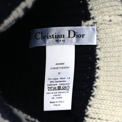 Christian Dior Cashmere Wool D-White Beanie Navy Blue White 3 of 3
