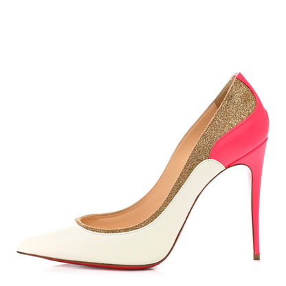 Christian Louboutin Glitter Patent Fluo Tucsick 100 Pumps 39 White Gold 1 of 7