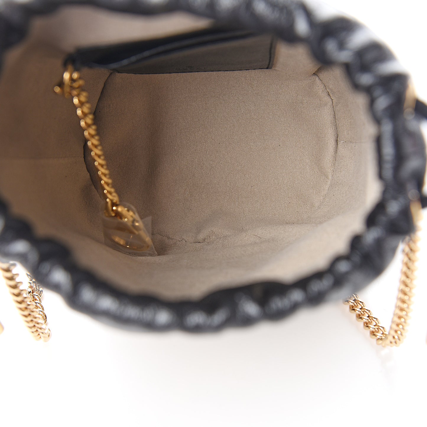 Calfskin Diagonal Striped Mini Zumi Bucket Bag Black Beige