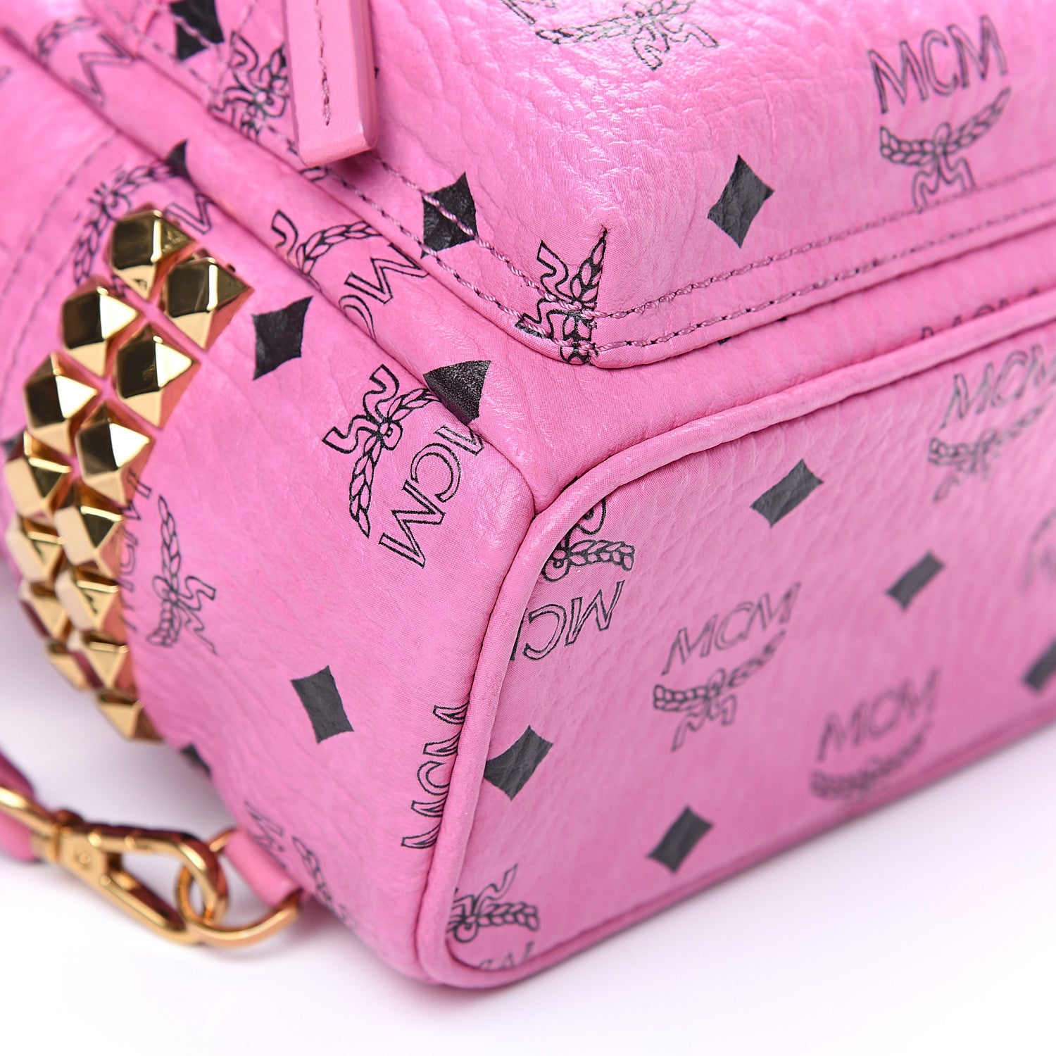 MCM Visetos Side Stud X-Mini Stark Bebe Boo Backpack Pink 8 of 9