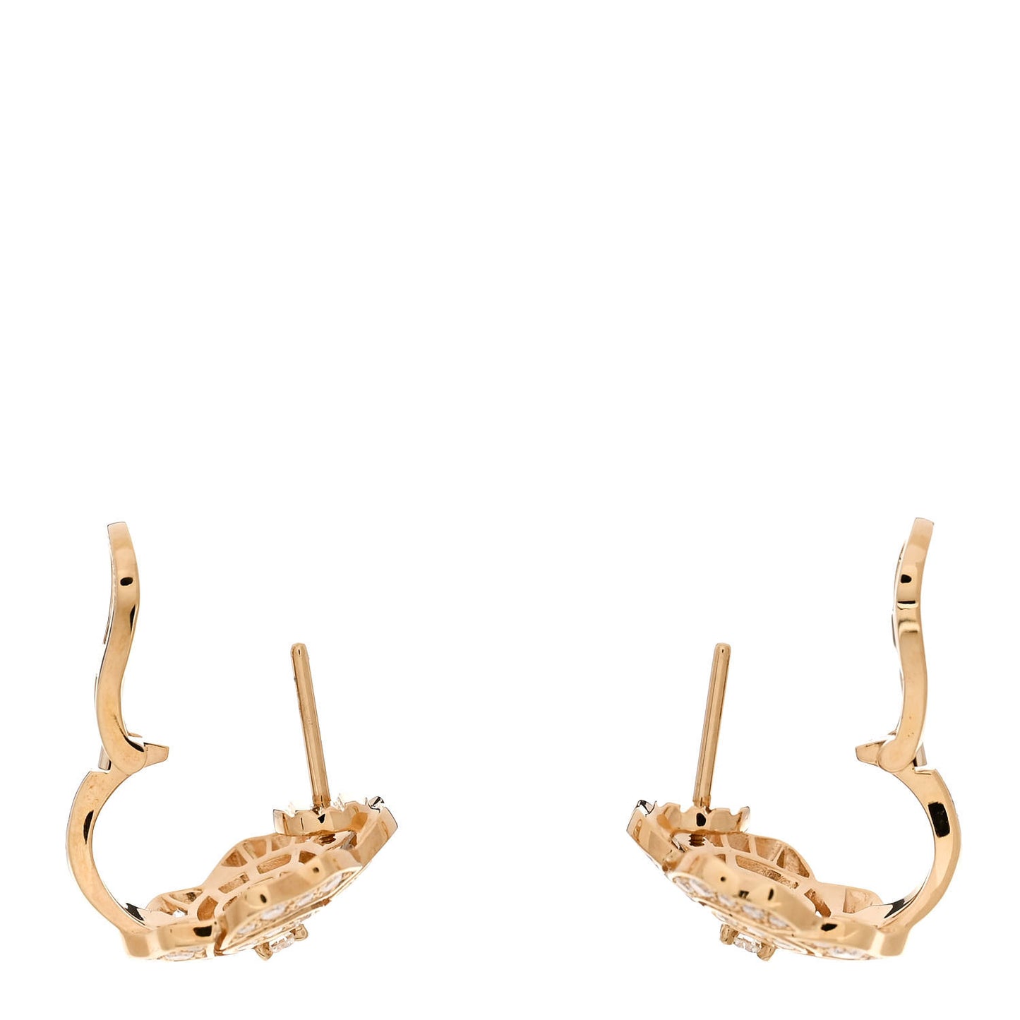 18K Yellow Gold Diamond Bouton de Camélia Earrings
