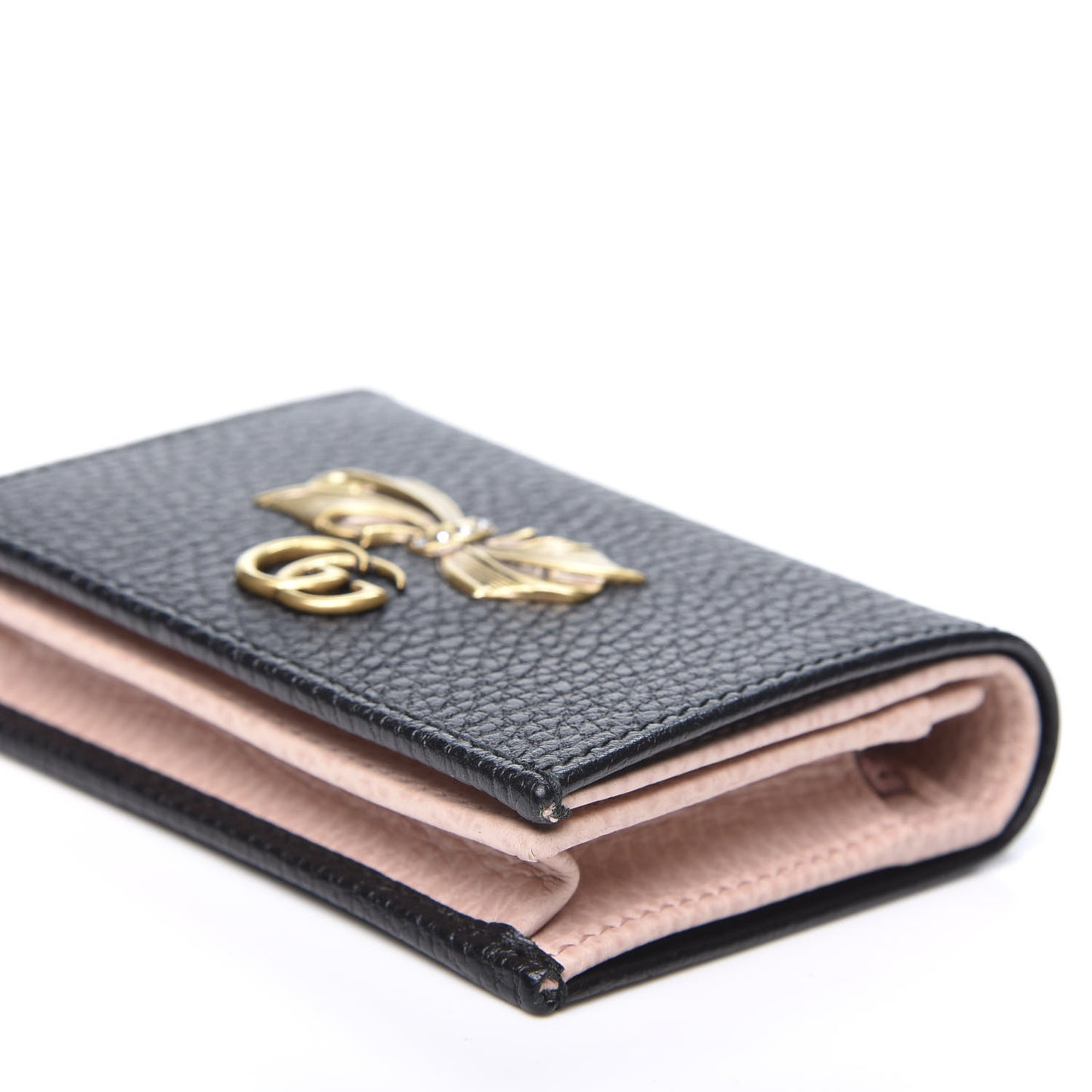 Calfskin GG Marmont Bow Card Case Black