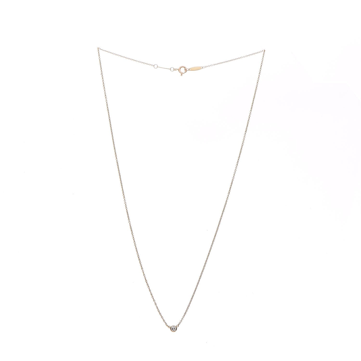 Tiffany 18K Yellow Gold Diamond .08ct Elsa Peretti Diamonds by the Yard Pendant Necklace 3 of 9