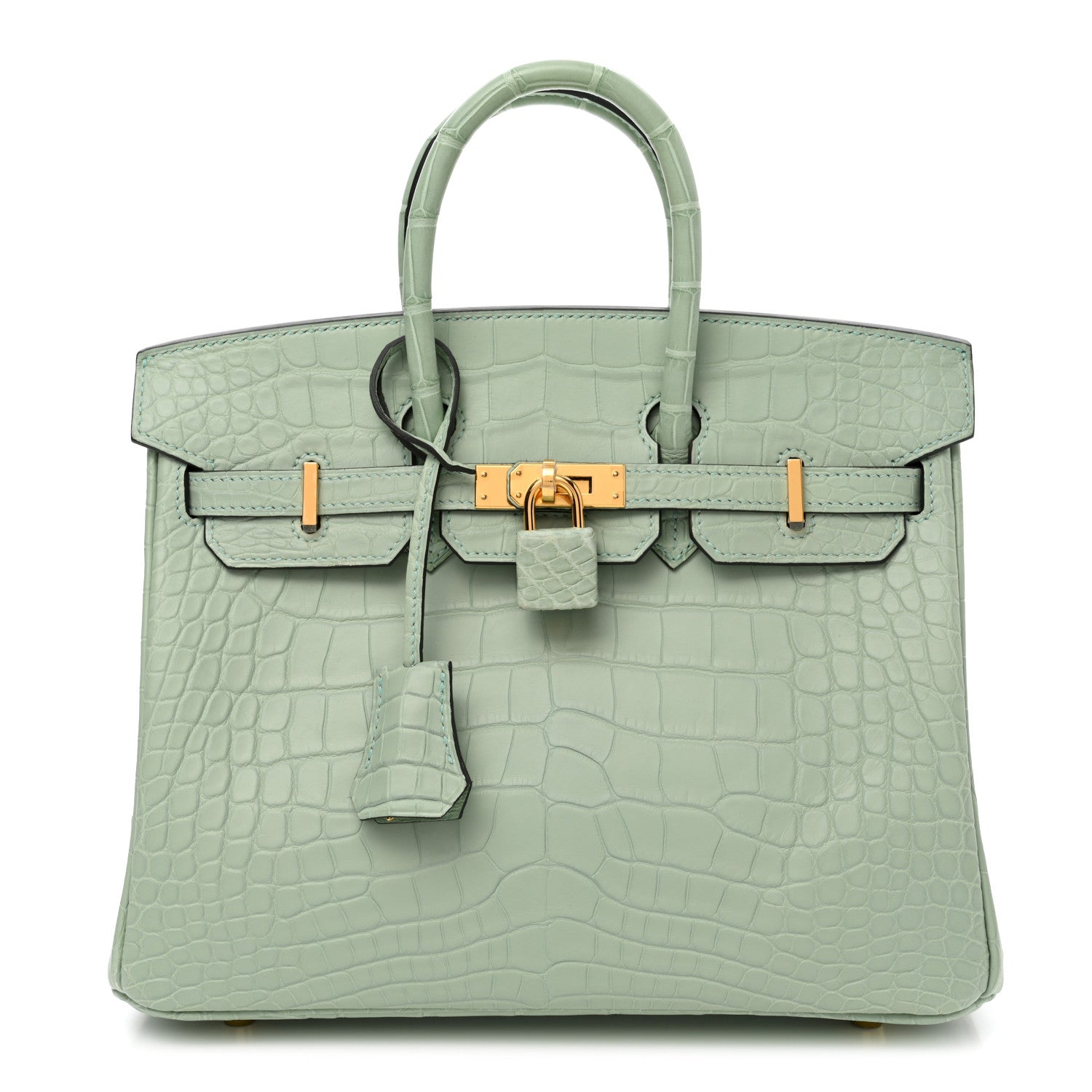 Hermes Matte Alligator Birkin 25 Vert D'eau 1 of 10
