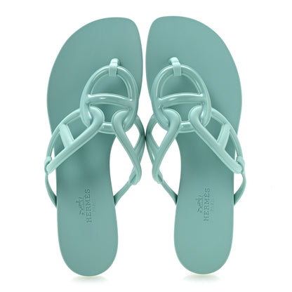 Hermes Rubber Womens Egerie Sandals 37 Vert Embrun 2 of 10