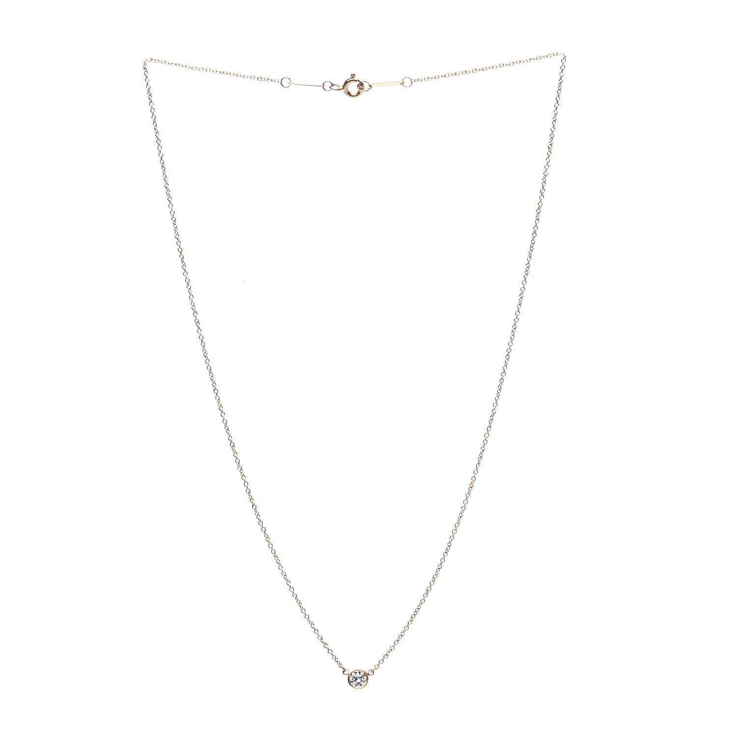 Tiffany 18K Yellow Gold Diamond .21ct Elsa Peretti Diamonds by the Yard Pendant Necklace 3 of 6