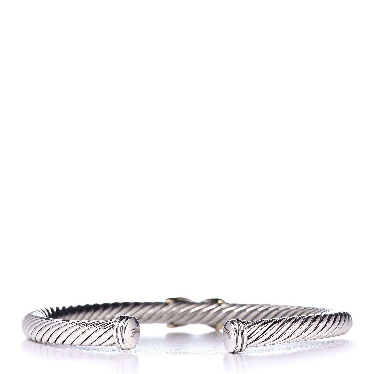 David Yurman Sterling Silver 14K Yellow Gold 5mm X Station Cable Bracelet 5 of 9