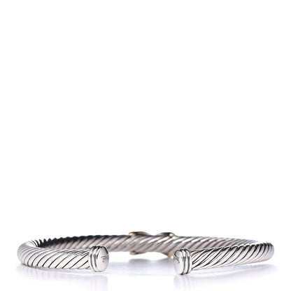 David Yurman Sterling Silver 14K Yellow Gold 5mm X Station Cable Bracelet 5 of 9
