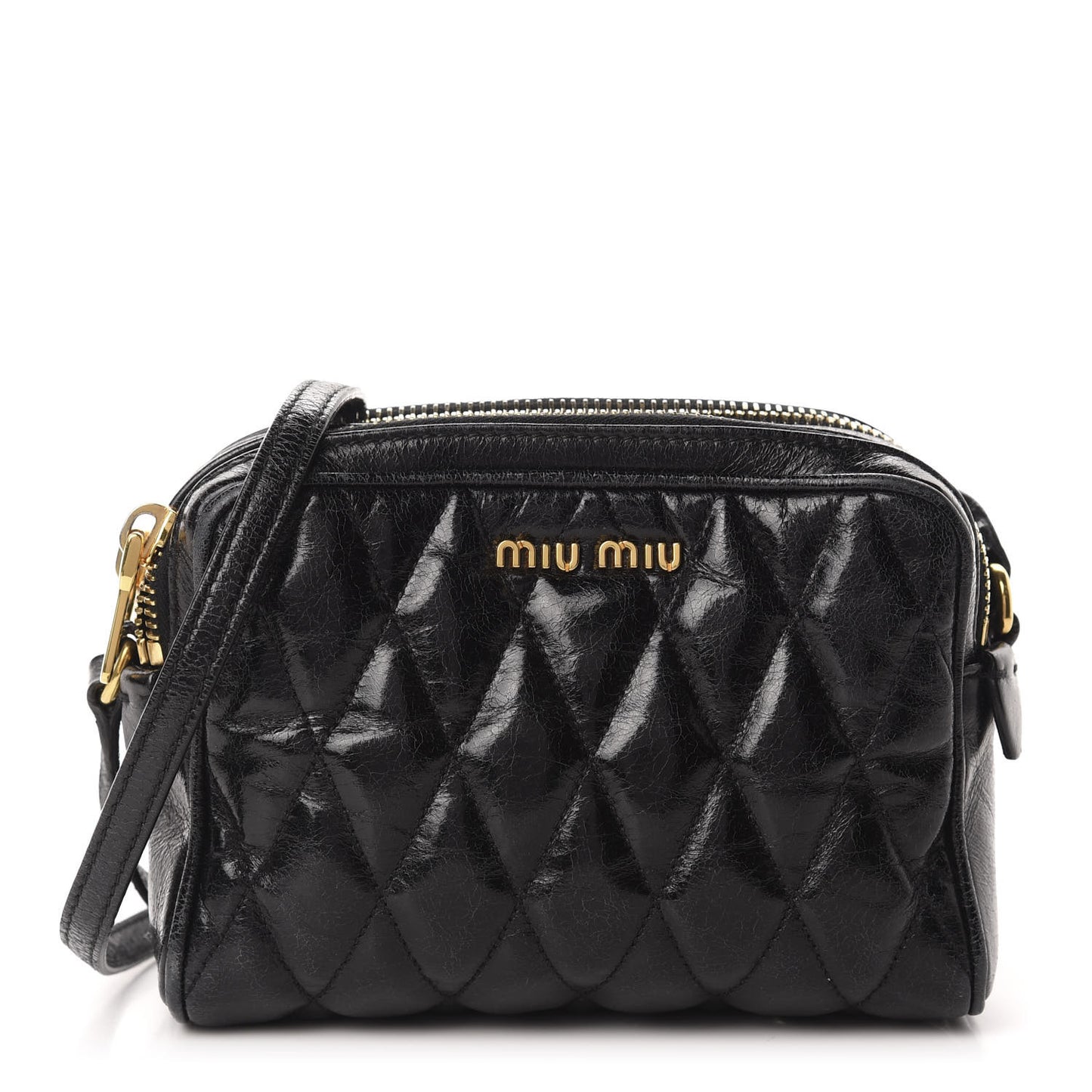 Vitello Shine Quilted Camera Bag Black