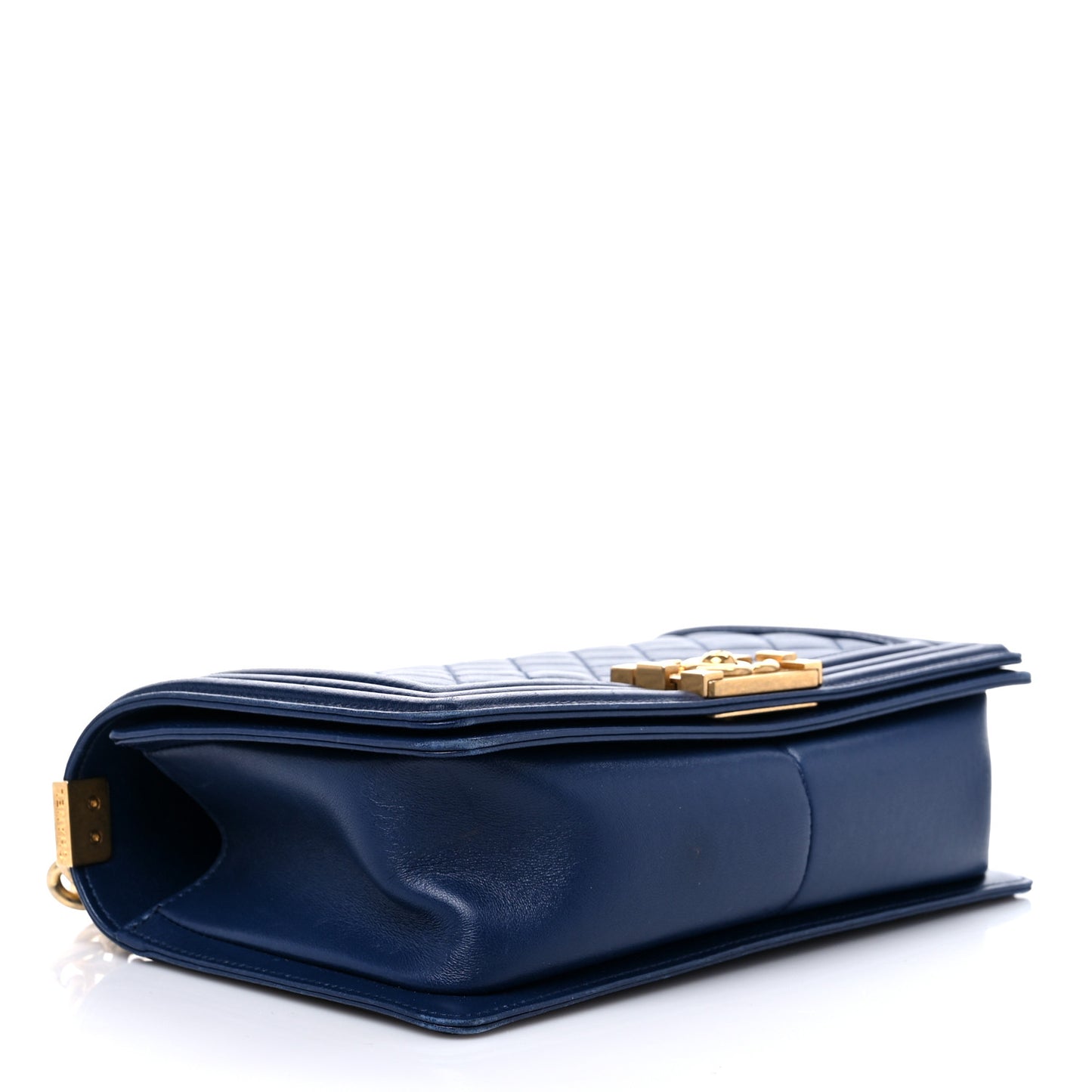 Lambskin Quilted Medium Boy Flap Dark Navy