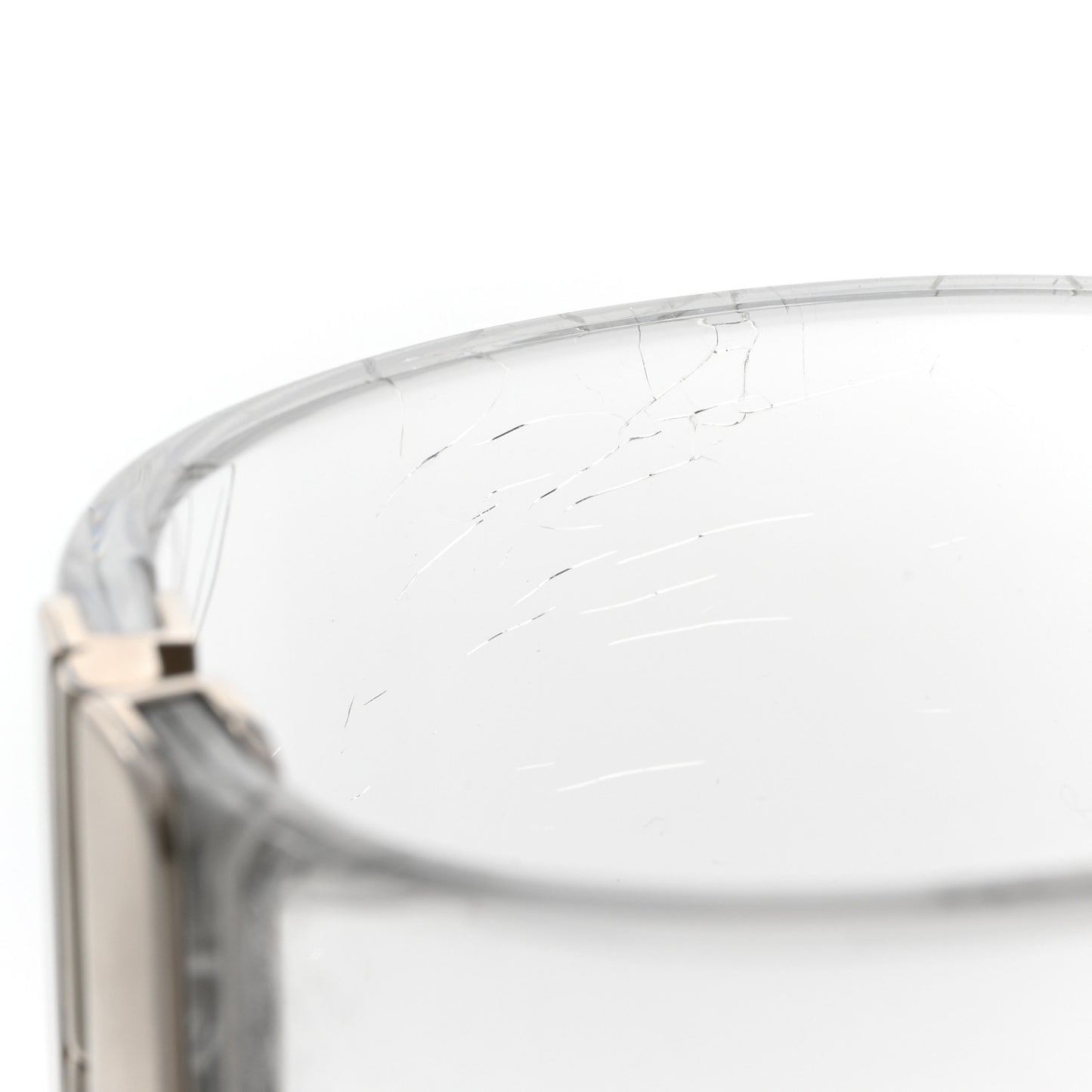 Lucite Baguette Crystal CC Cuff Transparent Silver