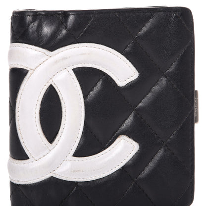 Chanel Calfskin Quilted Cambon Bi-fold Wallet Black White 4 of 8