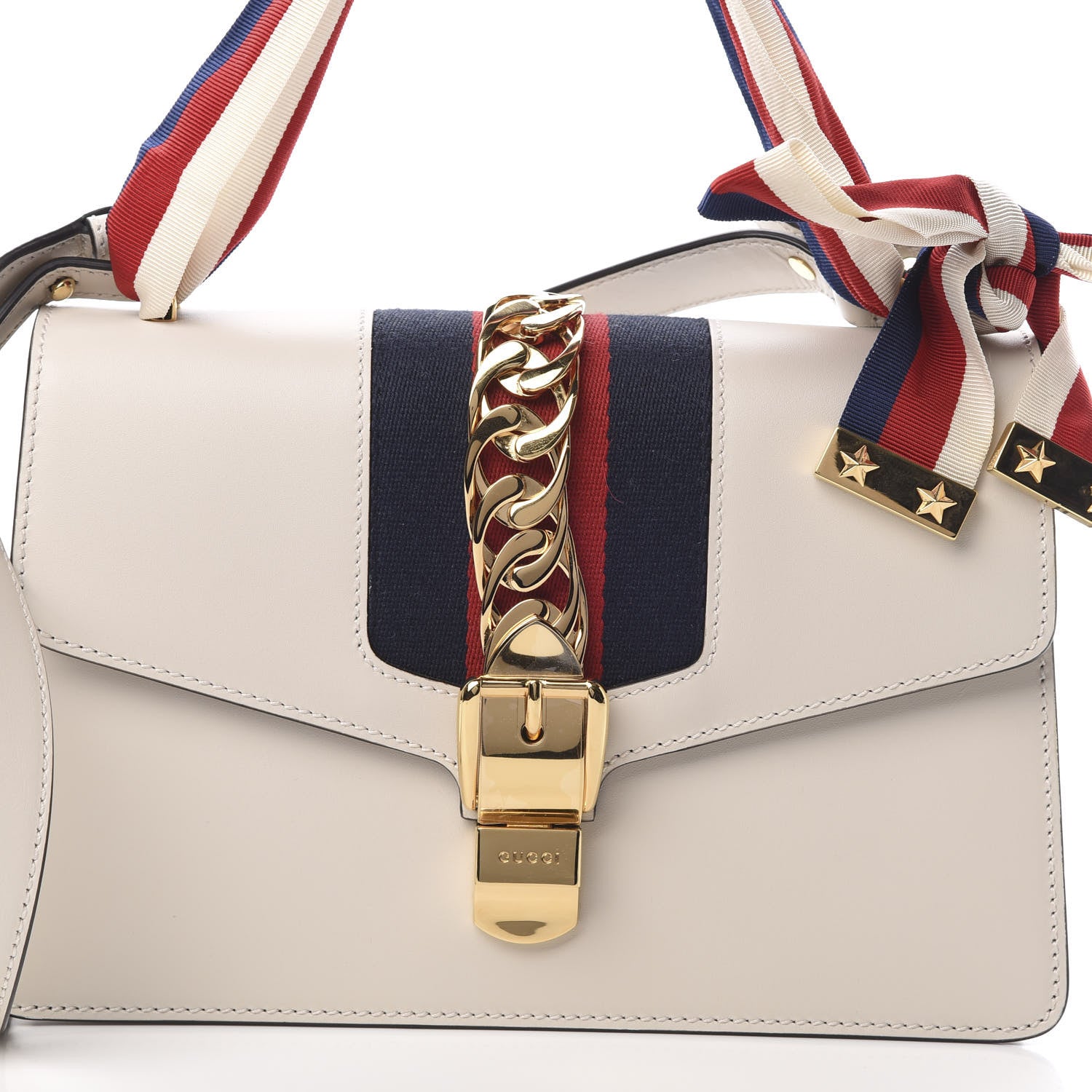 Gucci Calfskin Small Sylvie Shoulder Bag Off White 8 of 10