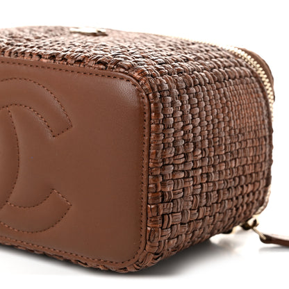 Chanel Braided Raffia Vanity Case With Chain Brown 9 of 10