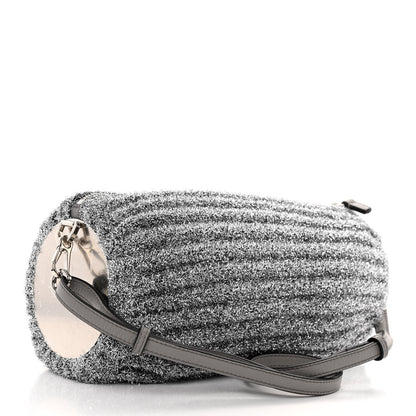 Loewe Metallic Lurex Pleated Bracelet Pouch Shoulder Bag Silver 3 of 9