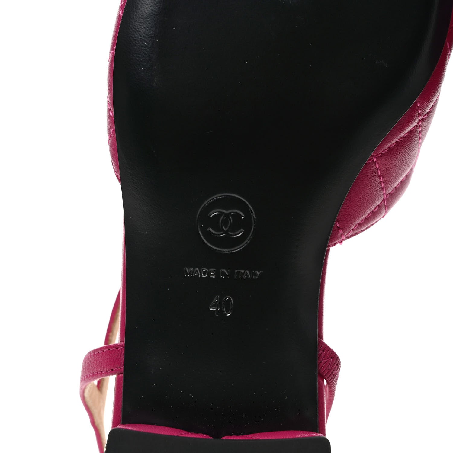 Chanel Lambskin Patent Cap Toe CC Slingback Flats 40 Pink Black 6 of 8