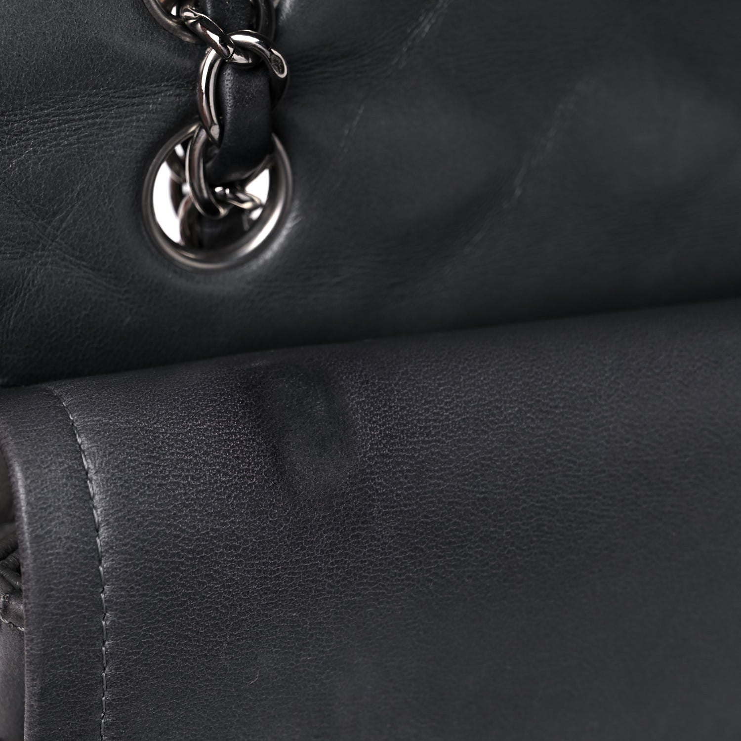 Chanel Lambskin Quilted Medium Double Flap Dark Grey 18 of 26