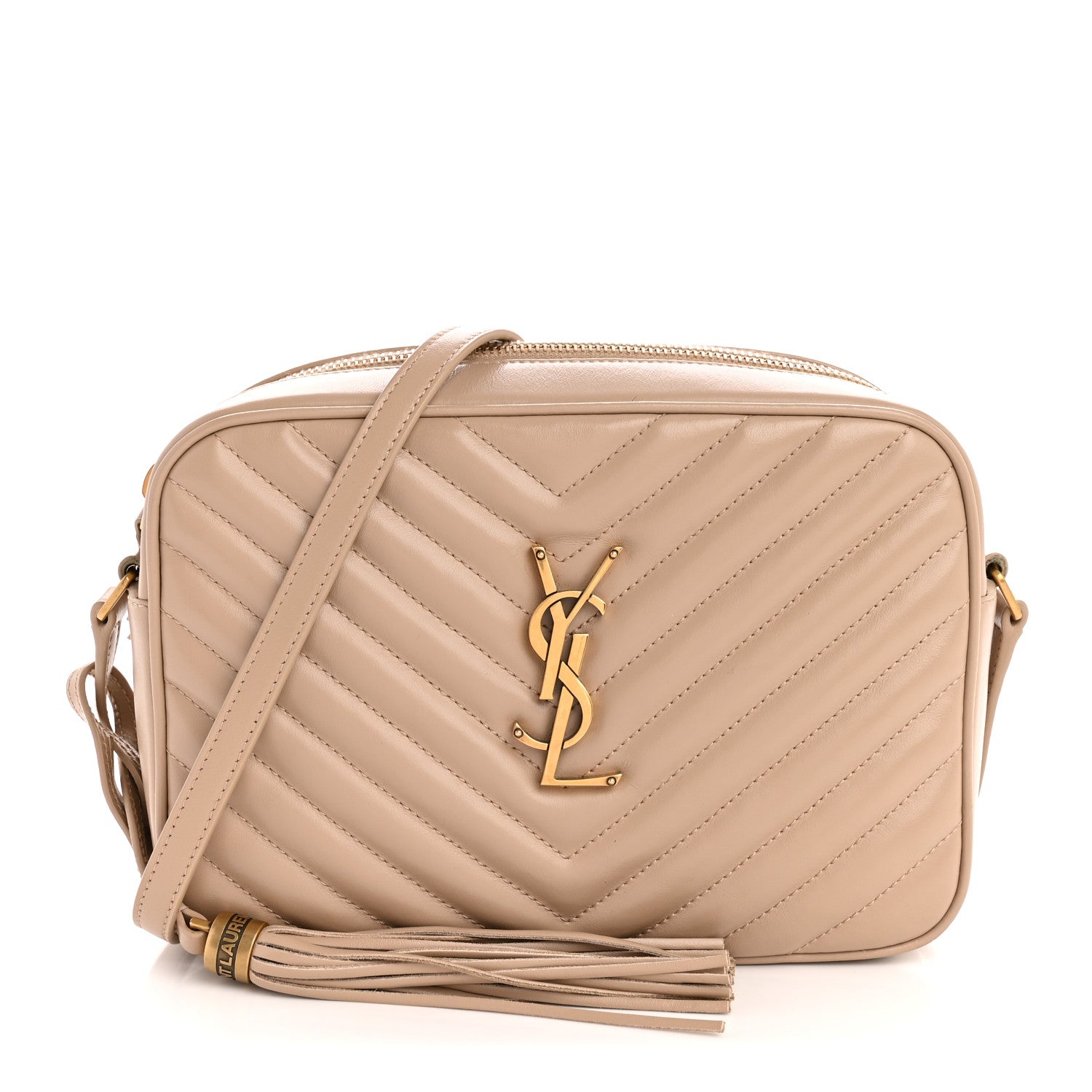 Saint Laurent Calfskin Matelasse Monogram Lou Camera Bag Dark Beige 1 of 14