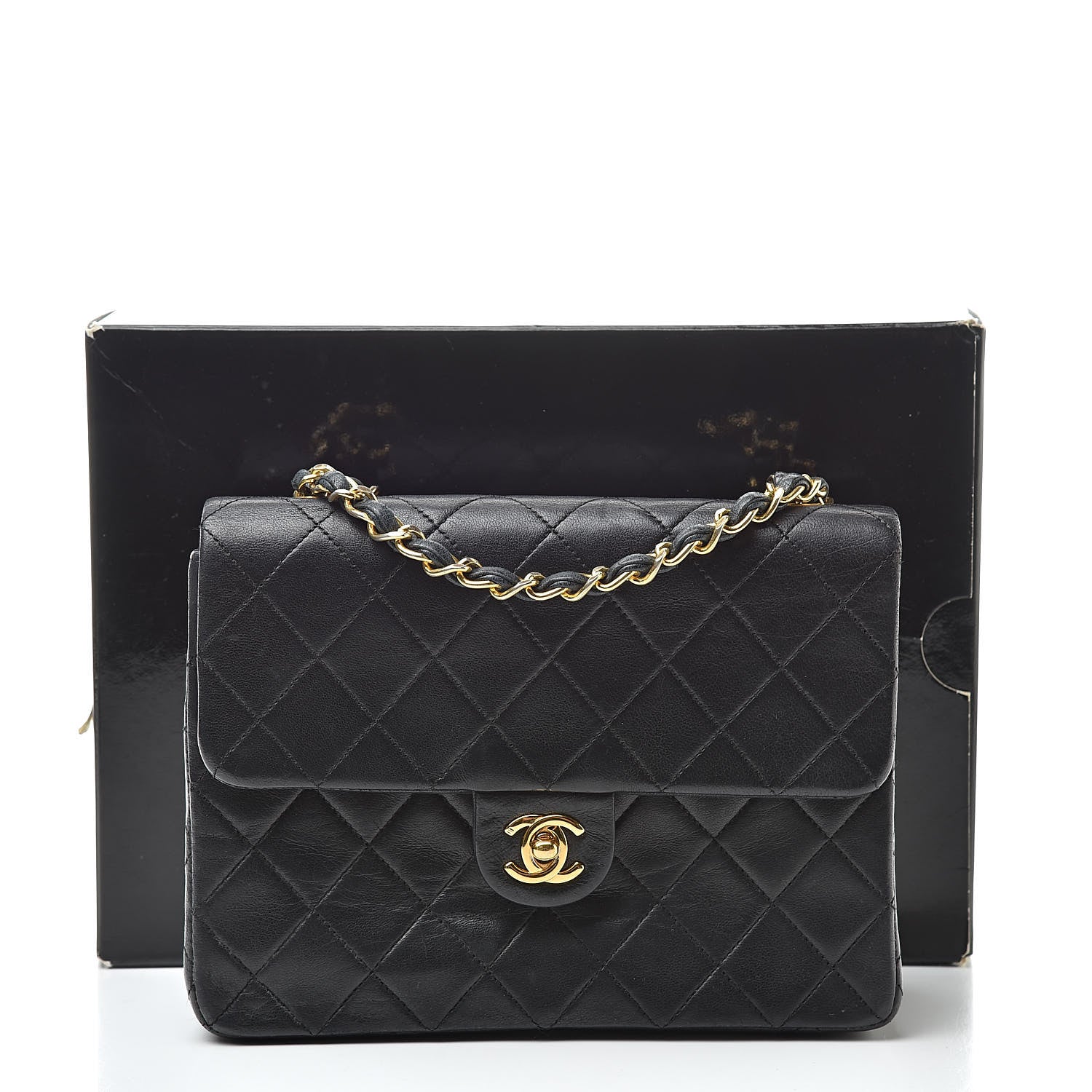 Chanel Lambskin Quilted Mini Square Flap Bag Black 15 of 15