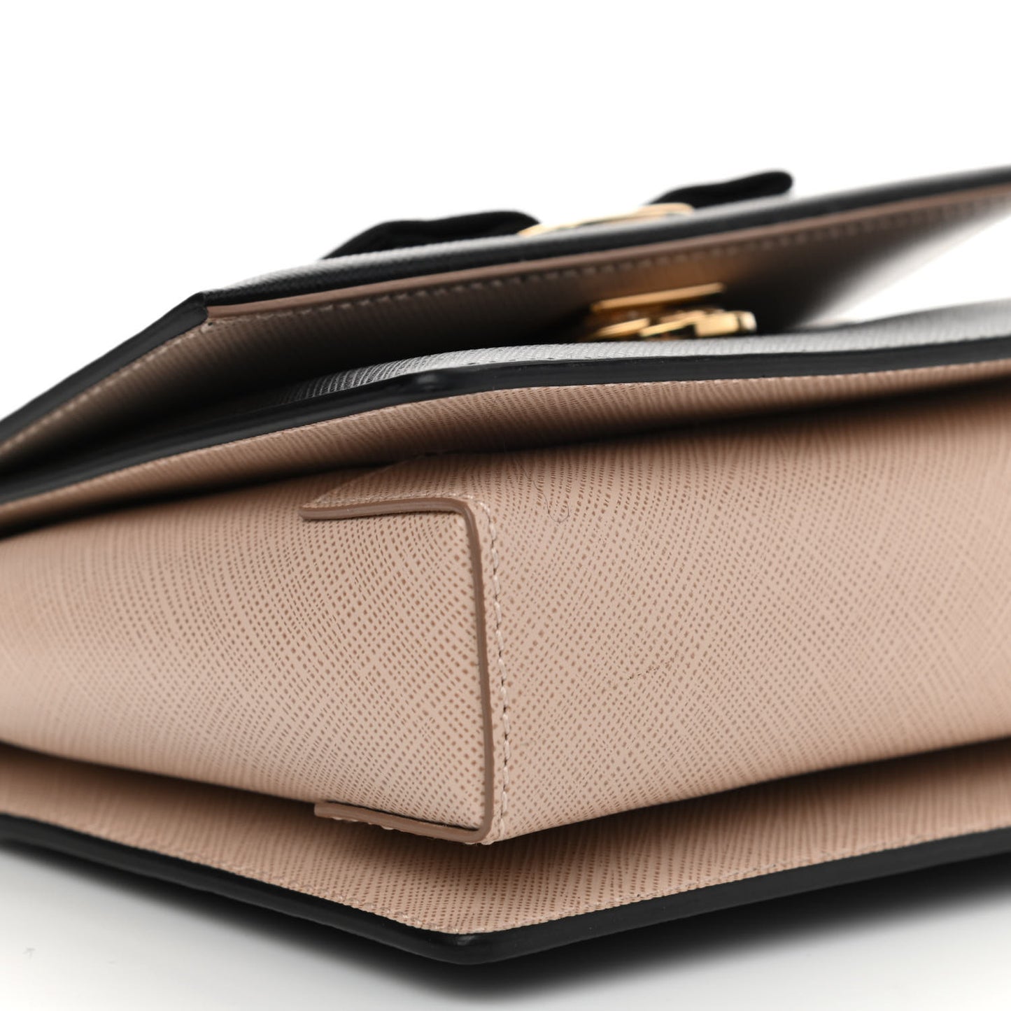 Printed Calfskin Ginny Crossbody Bag Black Beige