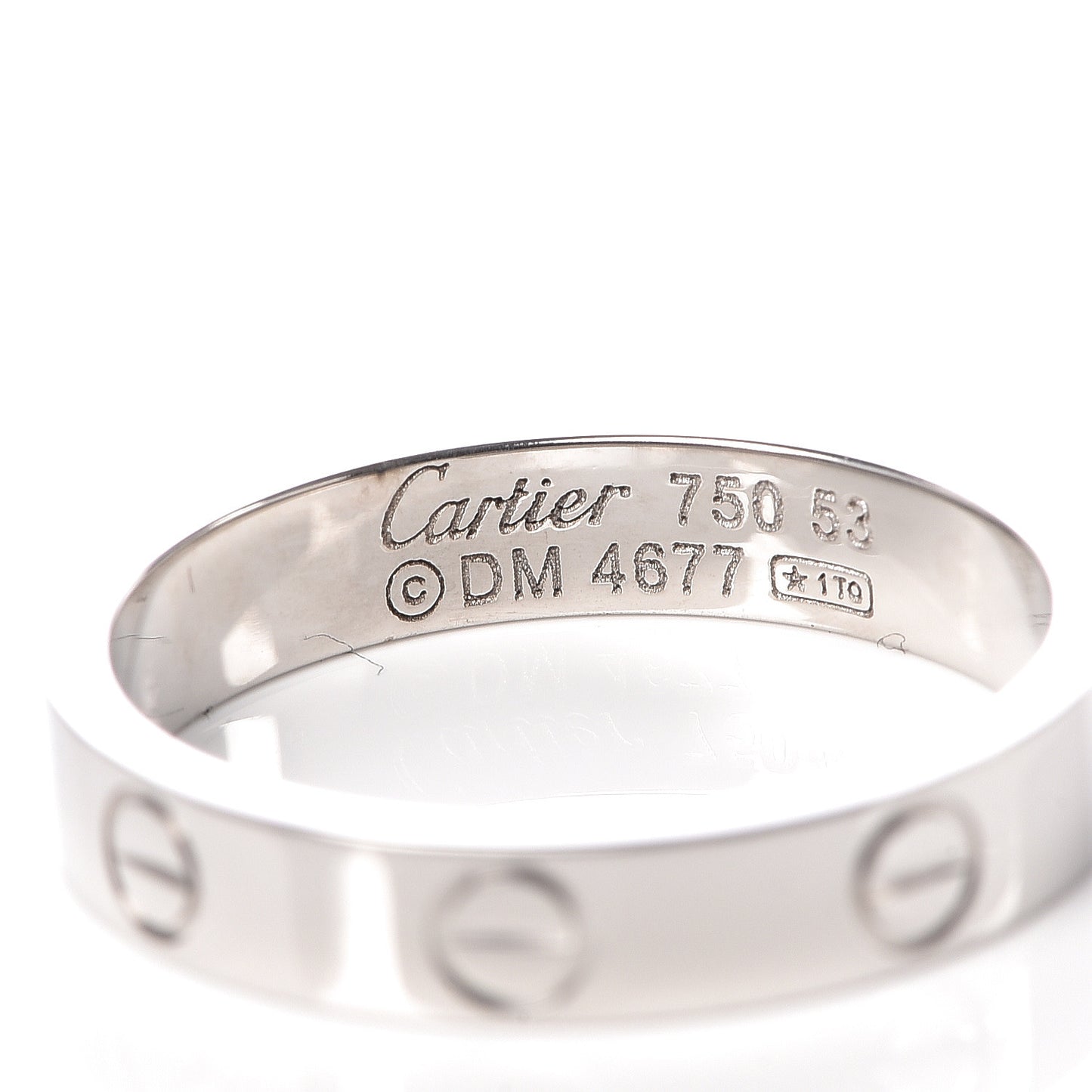 18K White Gold 3.5mm LOVE Wedding Band Ring 53 6.25
