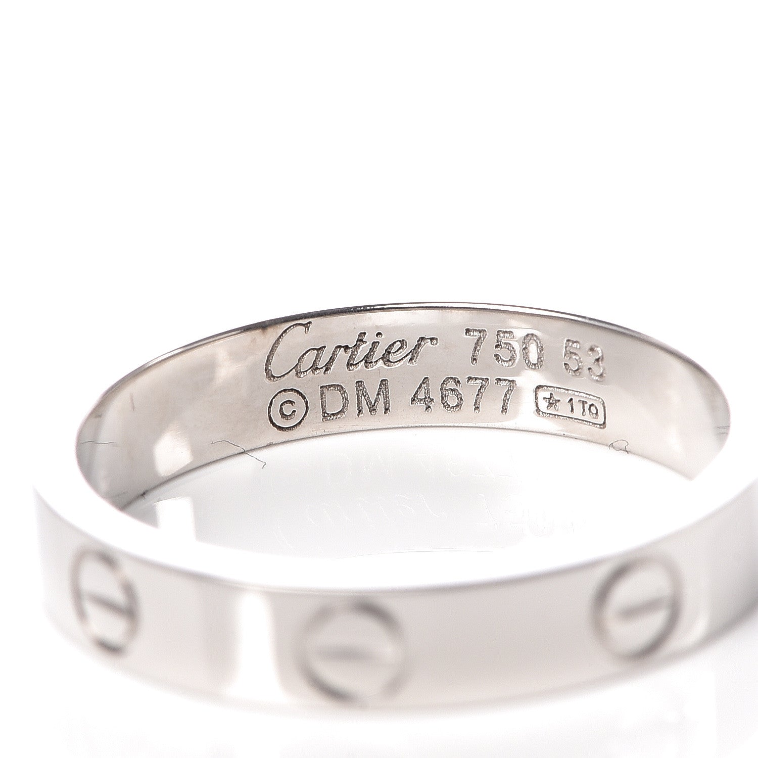 Cartier 18K White Gold 3.5mm LOVE Wedding Band Ring 53 6.25 4 of 4