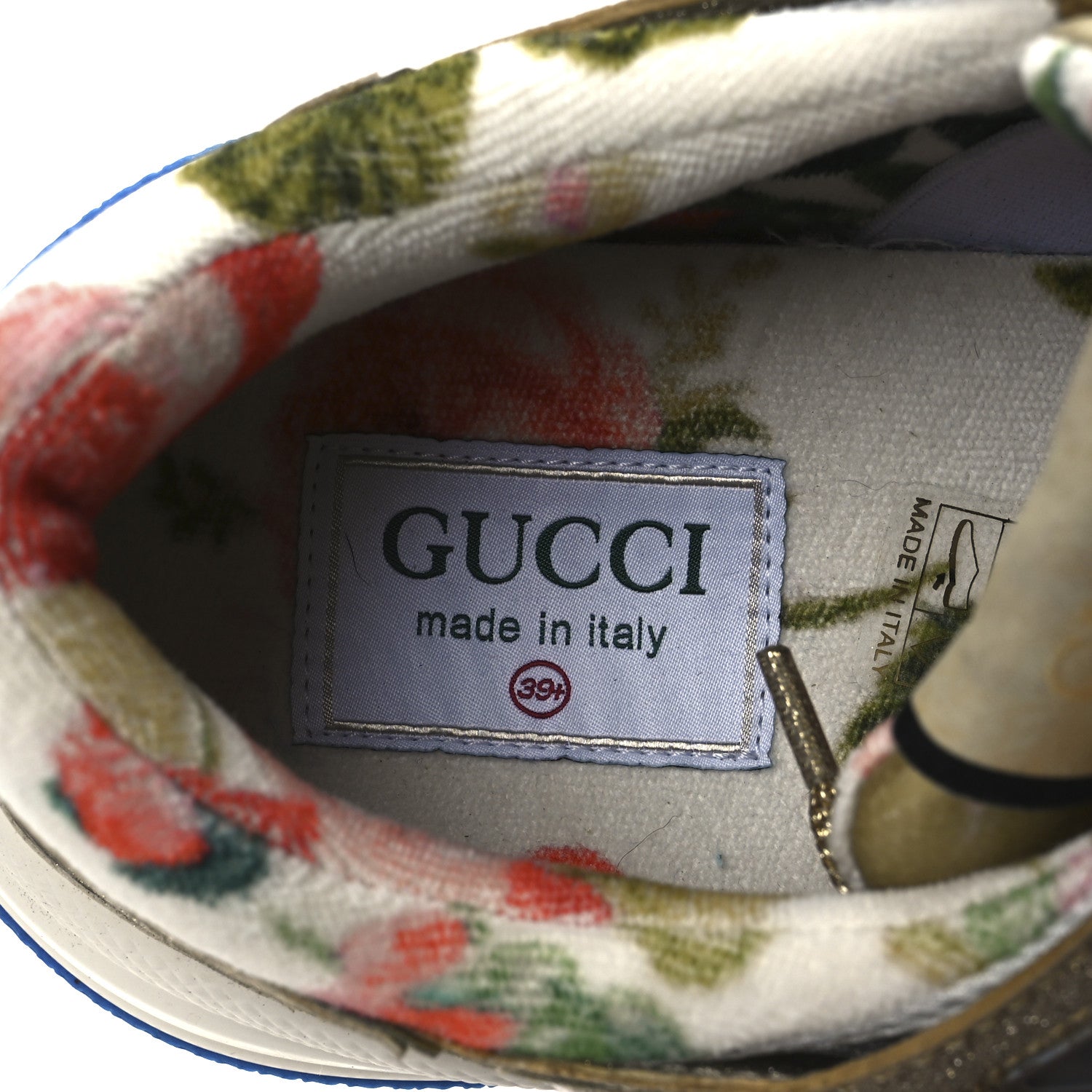 Gucci Metallic Calfskin Glitter Mesh Womens Ultrapace Sneakers 39.5 Gold 9 of 10