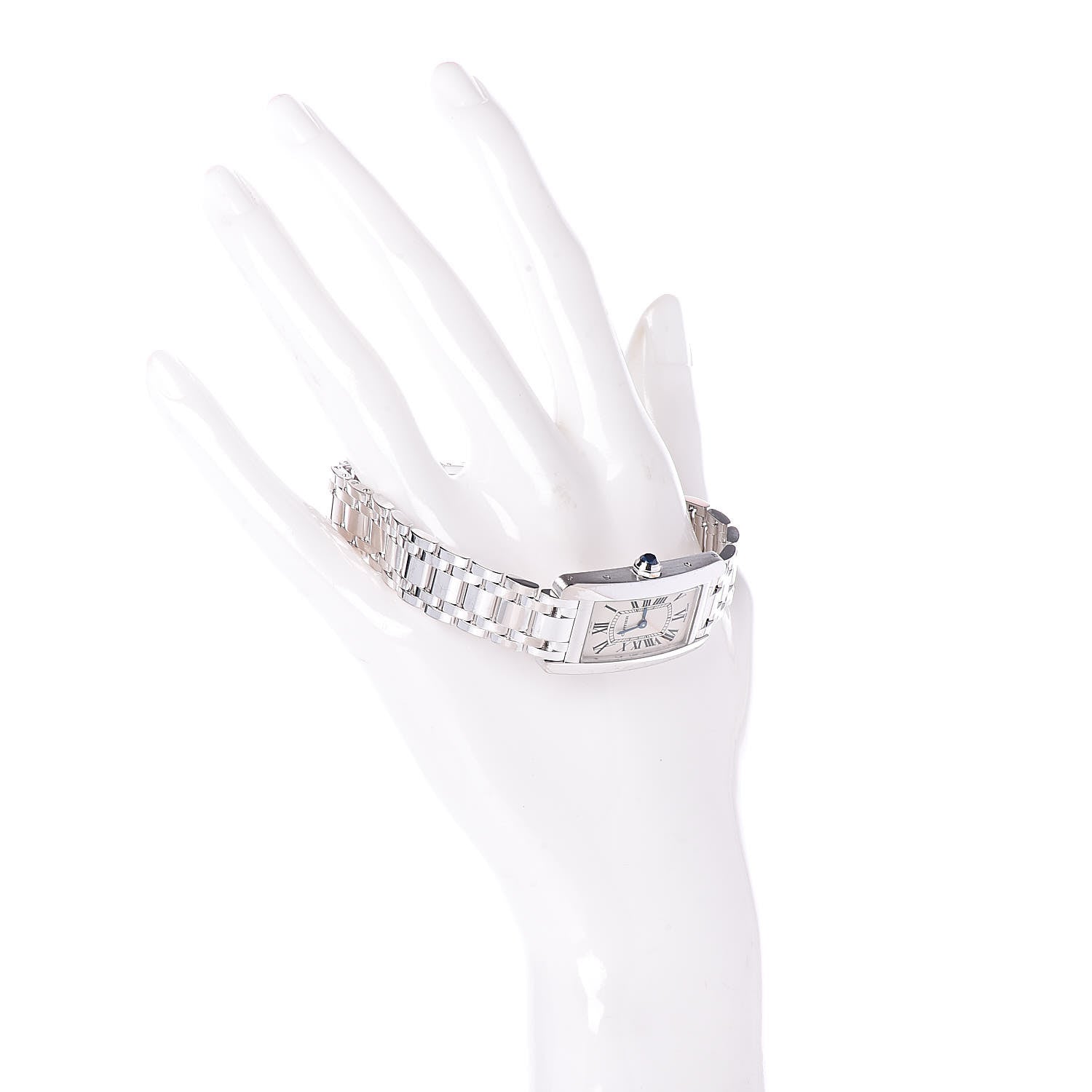 Cartier 18K White Gold 19mm Tank Americaine Quartz Watch 2 of 8