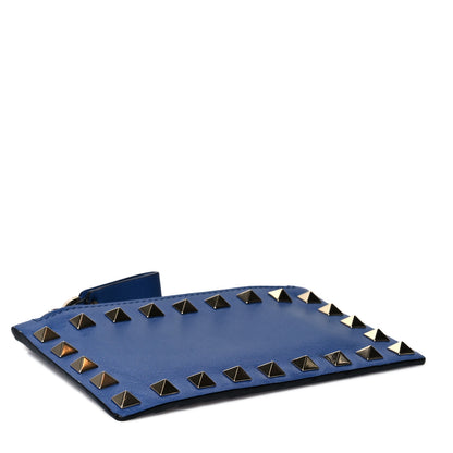 Valentino Garavani Calfskin Rockstud Coin Case Card Holder Baltique 4 of 7