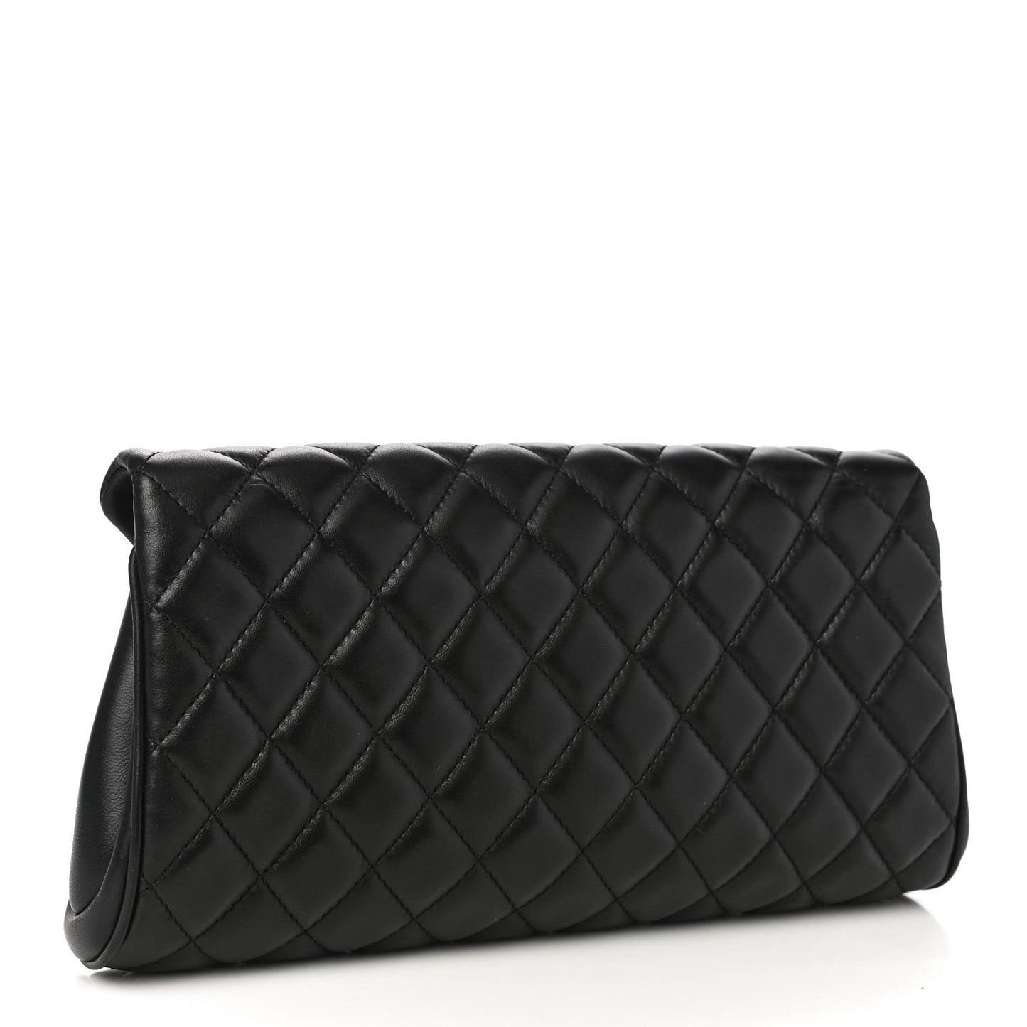 Lambskin Quilted Fold Up Again Clutch Black