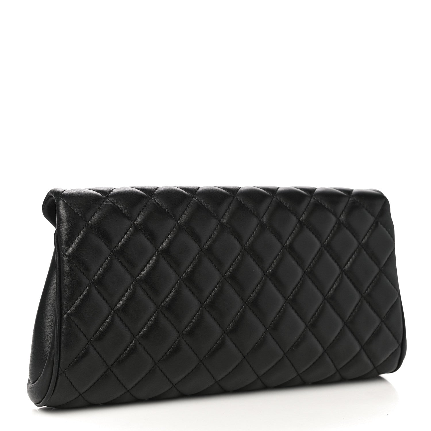 Chanel Lambskin Quilted Fold Up Again Clutch Black 3 of 10