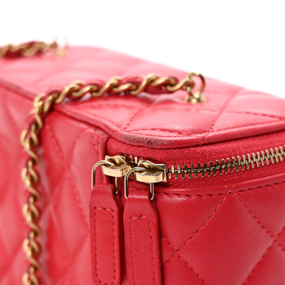 Chanel Lambskin Quilted Small Pearl Crush Vanity Case With Chain Red 11 of 11